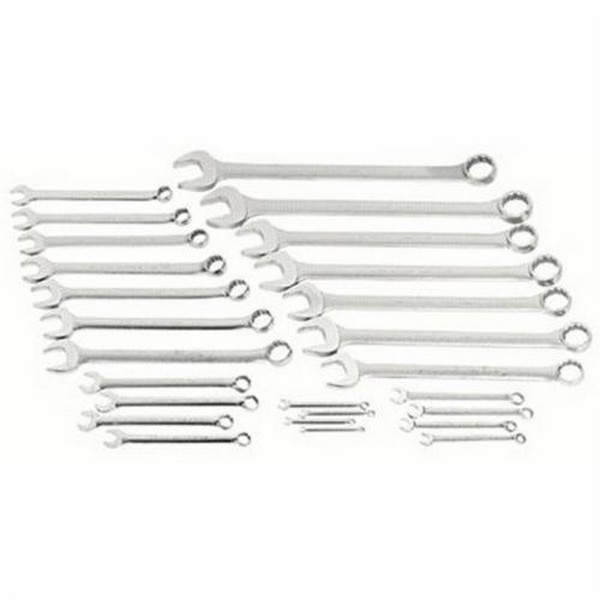 Combination Wrench Set, Anti-Slip Design, Imperial System of Measurement, 1/4 to 2 in, 26 Piece, For Use With: 4, 6 and 12 Point Fastener, 12 Point, Box/Open End Drive, Satin