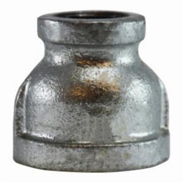 Pipe Reducing Coupling, Fitting/Connector Type: Coupling, 2 x 1 Inch Nominal, 150 lb Pressure Class, 300 psi Pressure, Malleable Iron, Galvanized, 2.81 Inch Length, Import