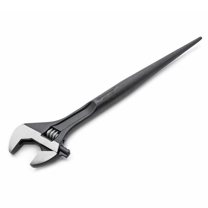 Adjustable Construction Wrench, Spud Handle, 1-1/2 in Wrench Opening, 16 in Overall Length, 3.98 in Jaw Width, 0.49 in Jaw Thickness, Plain Grip, Alloy Steel, Black Oxide