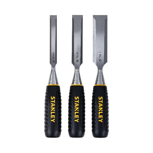 Wood Chisel Set, 3 Chisels, 3 Piece, 1/2 in, 3/4 in and 1 in Chisel Set Contents, Corrosion-Resistant: No, Non-Sparking: No, Forged Steel