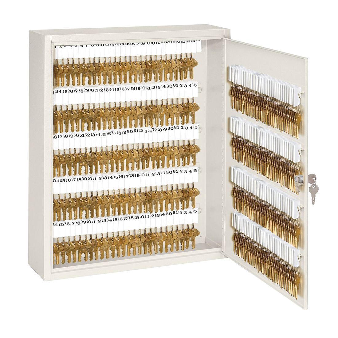 Key Cabinet, Heavy Duty Keyed Different, 240 Key Capacity, Hinged Door, 20 in Overall Height, 5 in Overall Depth, 16-1/2 in Overall Width, Heavy Duty Steel, Powder Coated