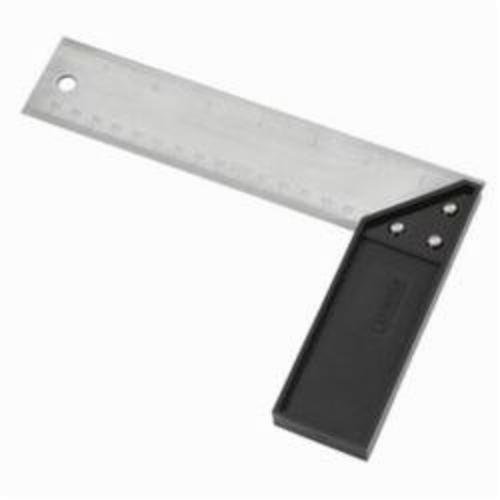 Try/Mitre Square, 8 x 1-1/2 in, Graduations: 1/16 in, 45/90 deg Measuring Angle, Measuring System: Metric/SAE, 5-1/8 x 1-5/8 in Tongue, Aluminum/Plastic, Black/Silver