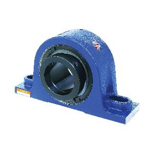 Pillow Block Spherical Roller Bearing Unit, Heavy Duty SN Style Solid Block, 75 mm Bore, 241 to 279 mm Bolt Center-to-Center Length, 95 mm Base to Bore Centerline, 316 mm Overall Length, 98 mm Overall Width, 183 mm Overall Height, Two-Bolt Base Mount