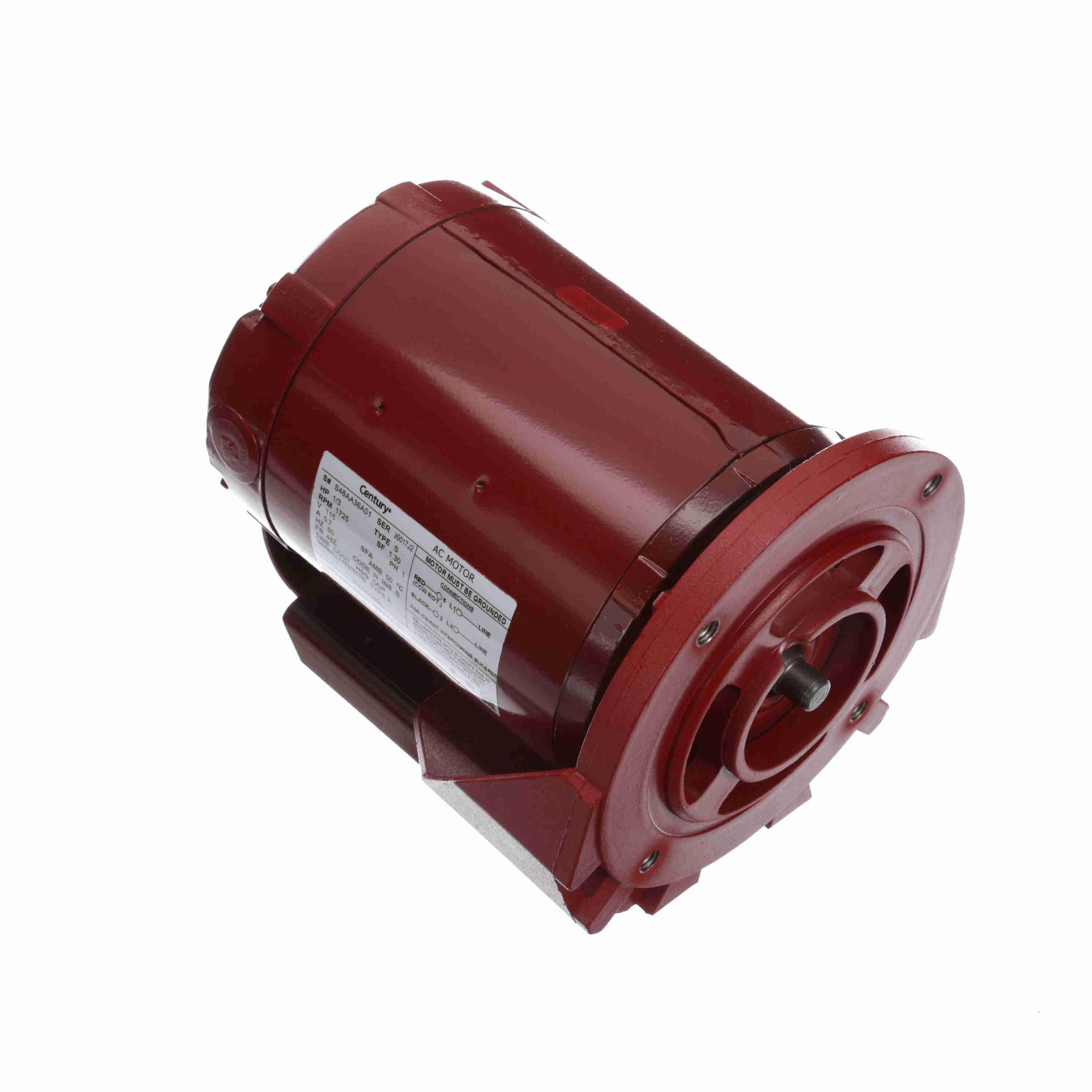 Circulator Pump Motor, Split Phase, 1/3 HP, 115 V, 5.7 A, 60 Hz Frequency, 1 ph, 1725 RPM Speed, 1 Speed, ODP Enclosure, 48Z Frame, 0.5 in Dia x 0.6 in L Shaft, Clockwise Rotation, 1.3 Service Factor, Resilient Base Mounting, 50 °C, Rolled Steel