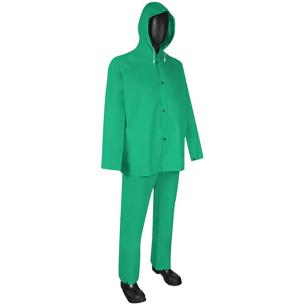 Acid Suit Jacket, Waterproof, Series: LJ Series, 2XL Size, Green, Nylon/PVC, Storm Fly Front Closure, 2 Pockets, Specifications Met: Underarm Air Vents, Cape-Vented Back