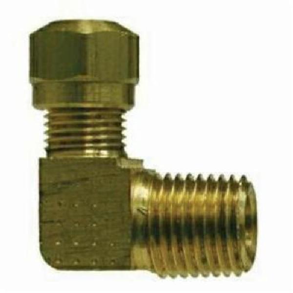 Tube-to-Pipe Elbow, 90° Elbow Fitting/Connector, 1/2 Inch Nominal, Nylon AB x Male NPTF End Style, 150 psi Pressure, -40 to 200 °F, CA360 Brass