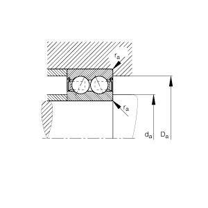 Angular Contact Ball Bearing, 80 mm Diameter Bore, 100 mm OD, 2 Rows, 15 mm W, 25°, 19200 N Dynamic/24800 N Static/1390 N Fatigue Load