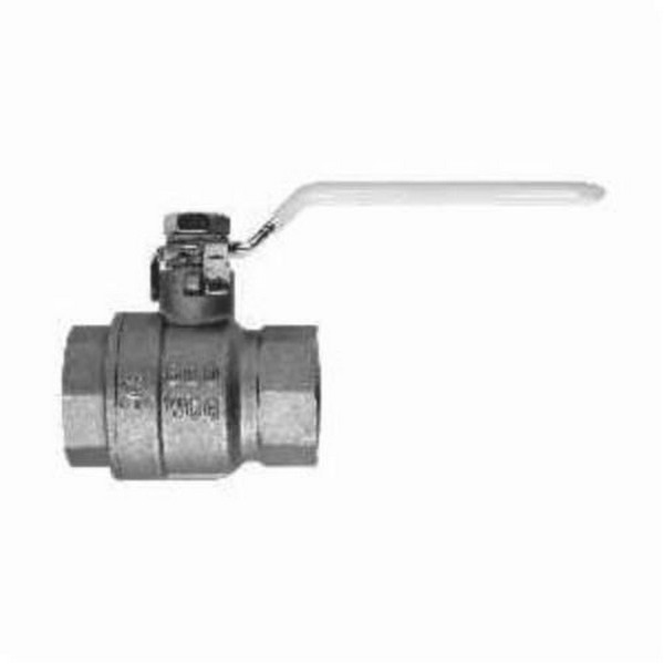 Ball Valve, 1/2 Inch Nominal, FNPT, 600 psi WOG, 150 psi WSP, -22 to 302 °F, Full Port, Media: Cold Water, Oil, Gas and Saturated Steam, Polished Chrome Brass Ball, Forged Brass Body, Brass Stem/PTFE Ball Seat Trim, PTFE Stem Seal, 1.92 Inch Height x 2.05 Inch Width, Import