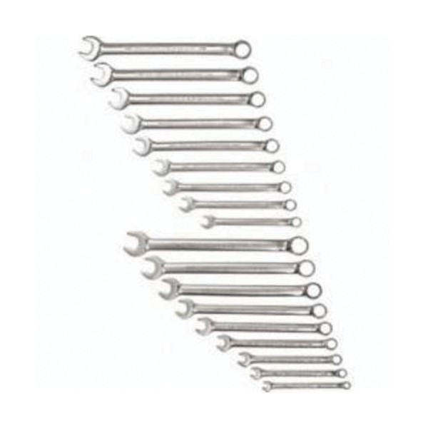 Combination Wrench Set, Anti-Slip Design, Metric/Imperial System of Measurement, 18 Piece, Specifications: 12 Point, Open End Drive, Full Polished