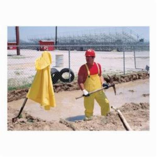 Rainwear suit, 3-Piece, Series: Squall O703, L, Yellow, Single Layer PVC, Detachable Hood, 54 in Chest, 48 in Waist, 28-1/2 in Inseam Length, 0.2 mm Thickness, Front Snap/Take-Up Snap Wrist and Ankle Closure