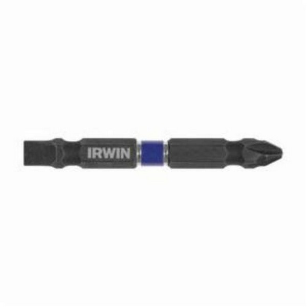 Impact Double Ended Bit, Combination Heavy Duty SAE, #10 to 12/#2 Point, Phillips®/Slotted Point, 39481 in Overall Length, 1/4 in Drive/Shank, Cold Forged High Grade Steel, Black Oxide