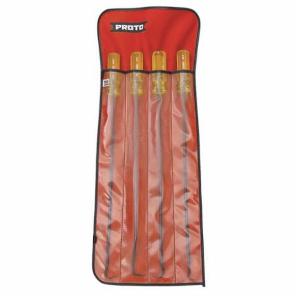 Pick Set, Extra Long, 1/4 in Shank, 1 lb, 4 Piece, High Alloy Steel, Black Oxide