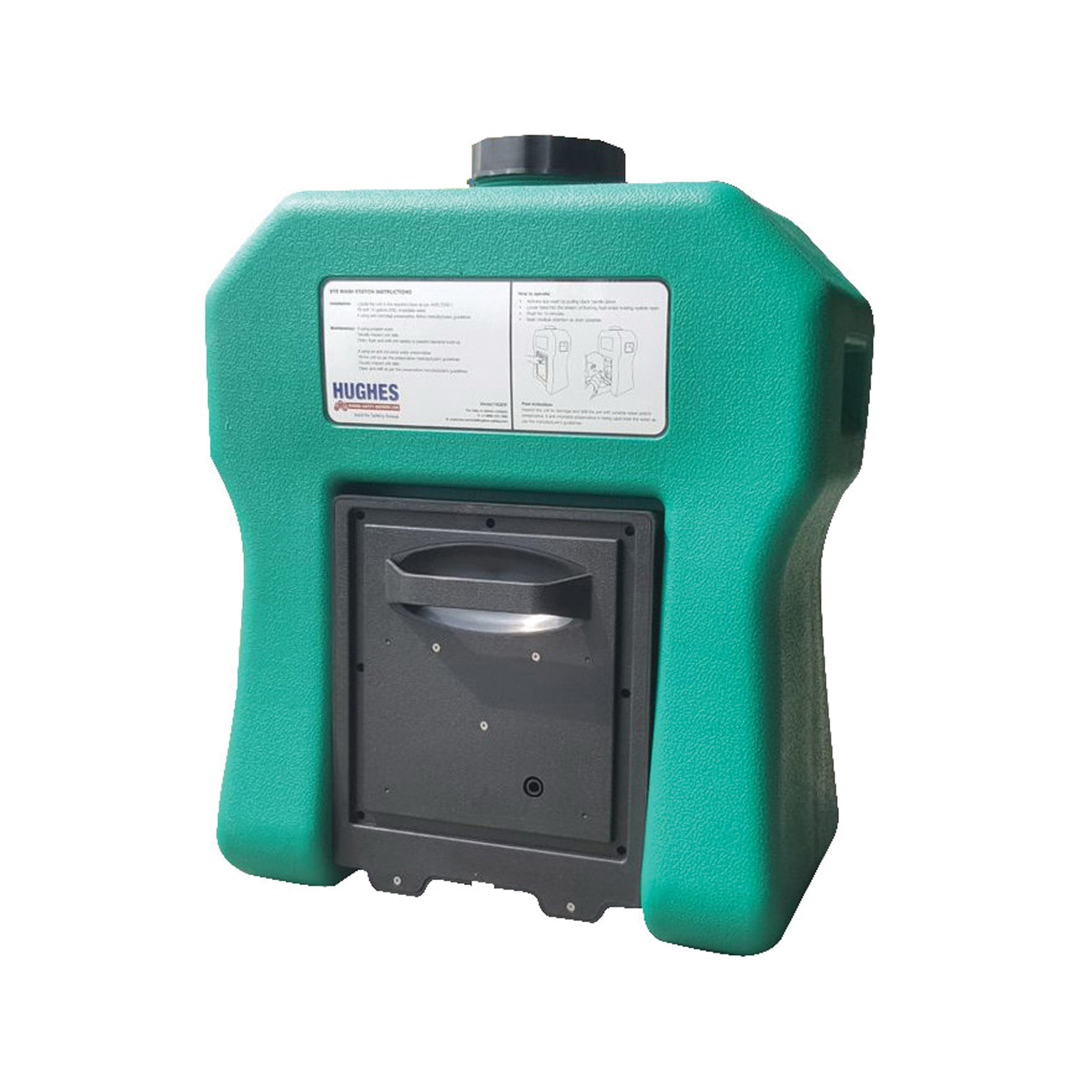 Hughes Gravity Fed Eyewash Station, Self-Contained Portable, Series: Hughes, 16 gal Capacity, Green, 25.12 in Height, 21.26 in Width, 11.3 in Depth, Pull Handle Operation, 19.8 lb Weight Empty, 141.7 lb Weight Full, Specifications Met: ANSI Specified