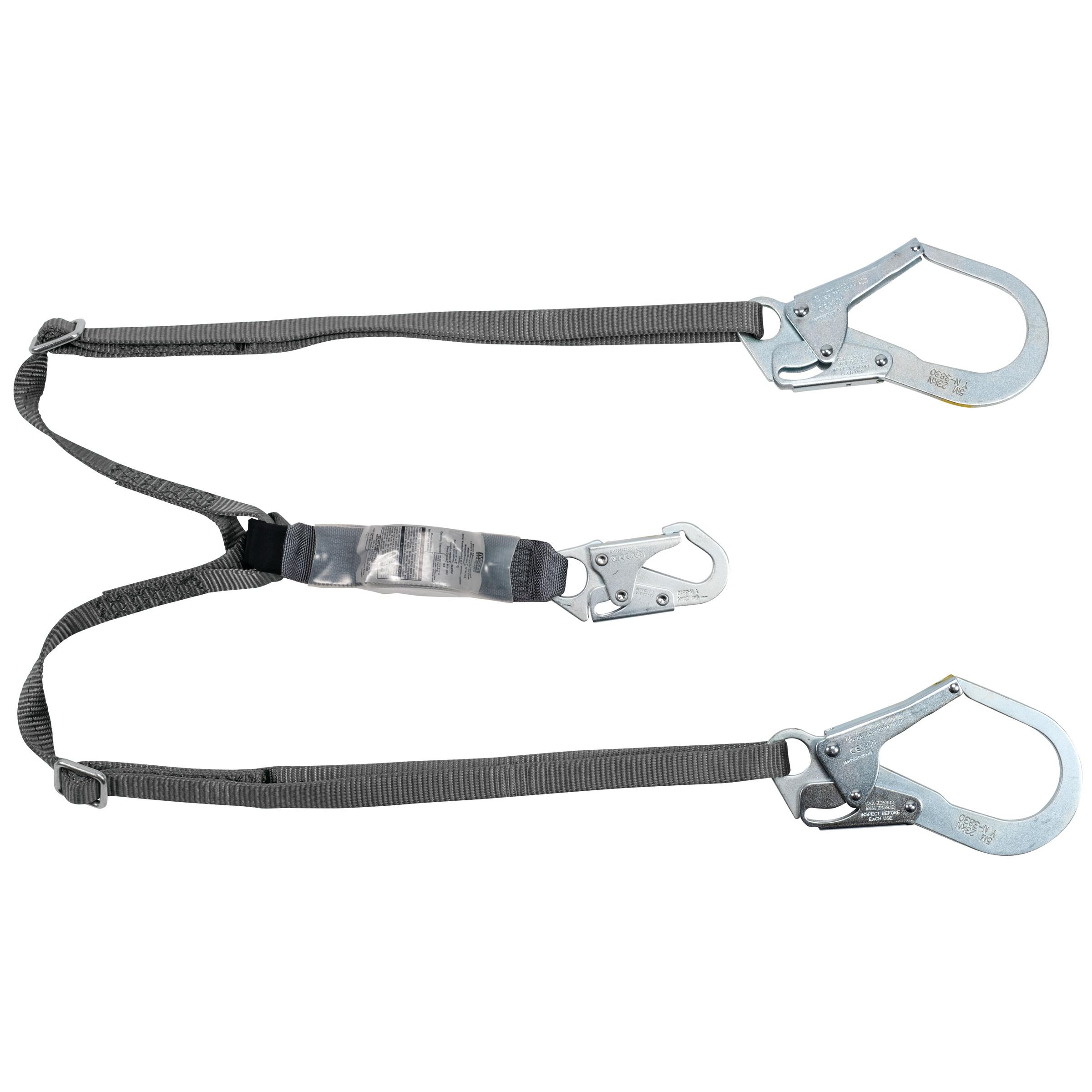 Lanyards, Adjustable, Series: V, 130 to 310 lb Load, 6 ft Length, Polyester Webbing Line, Steel Hardware, 2 Leg, Green, Snap Hook Anchorage Connection, Specifications Met: ANSI Z359.13/CSA Z259.11 17/OSHA