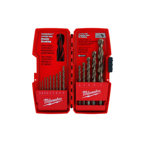 Drill Bit Set, 29 Piece, Specifications: Straight Shank, 135 deg Split Point, HSS, Titanium Coated, Gold