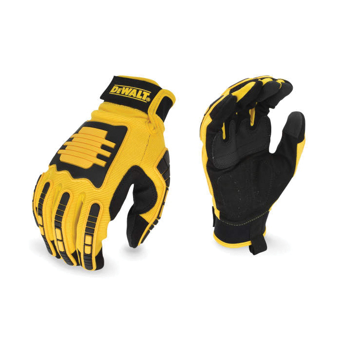 Mechanic Work Gloves, Performance, Series: DPG781, L Size, PVC Palm, TPR, Yellow, Hook and Loop Closure, Resists: Abrasion