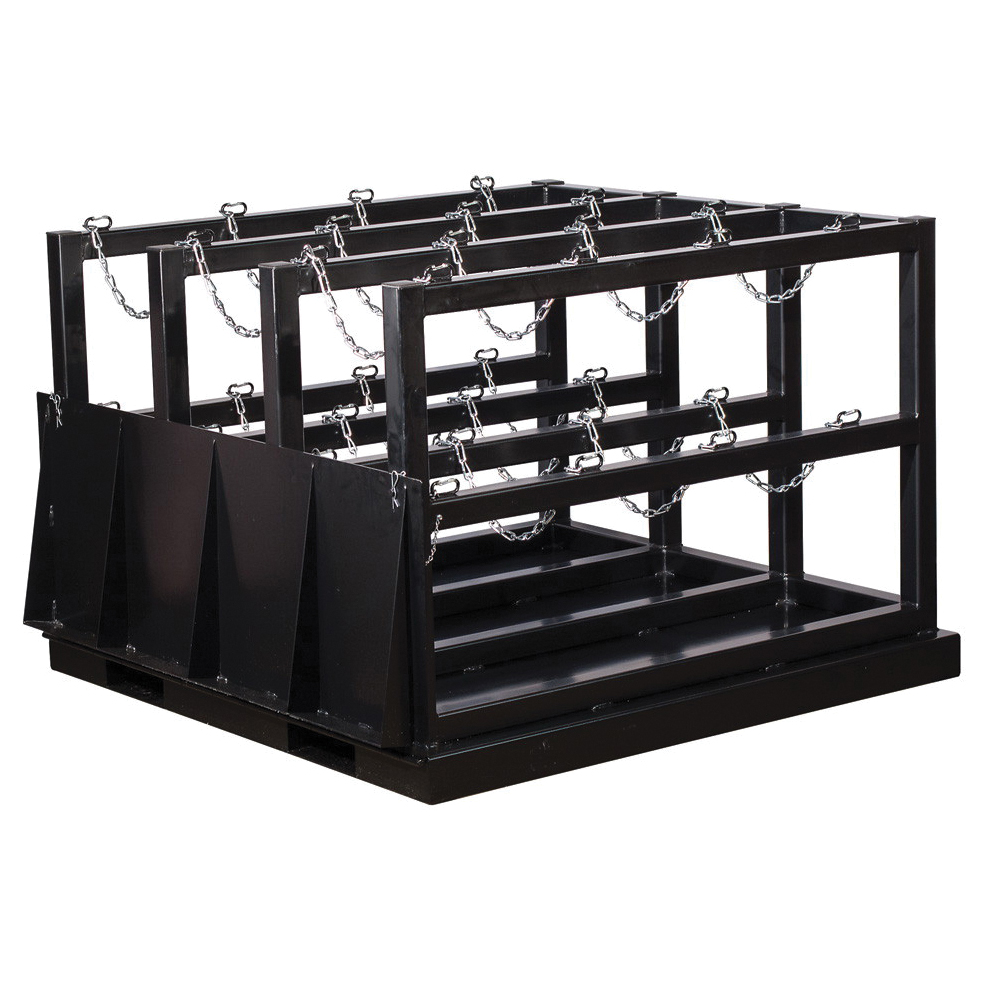 Gas Cylinder Barricade Rack Pallet, 12 Cylinder, 3600 lb Load, 11 in Diameter Cylinder, 33 in Height, 48 in Width, 66 in Depth, Steel