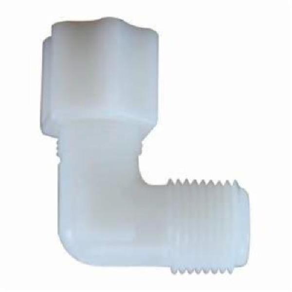 Tube-to-Pipe Elbow, 90° Elbow Fitting/Connector, 1/4 Inch Nominal, Compression x MIP End Style, Nylon, White