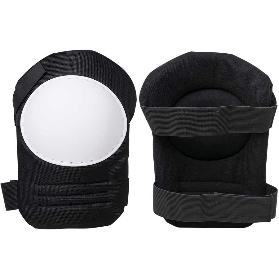 Knee Pad, Heavy Duty, One Size, Plastic Cap, 600D Cloth Pad, Hook and Loop Closure, Black/White