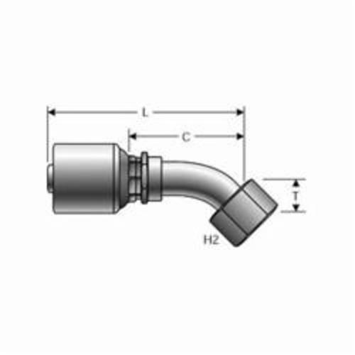 Hydraulic Coupling, 1/2 Inch x 7/8-14 Inch Hose ID, Female SAE 45° Flare, 1 Inch Hex Nut, Steel