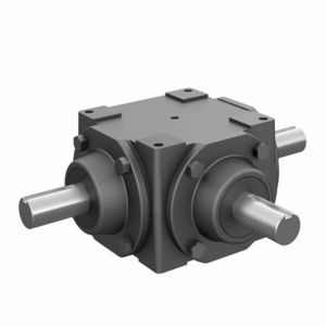 Bevel Gear Reducer, 1.5:1 Gear Ratio, 16.9 HP, Shaft Input, Shaft Output, 1 Inch Diameter x 2 Inch Length Input, 1 Inch Diameter Output, 1166.7 RPM Output Maximum Speed, 1750 RPM Input Maximum Speed, 911 in-lb, 5-23/32 Inch Centre Distance, 1/4 x 1/8 Inch Input Keyway, Four-Bolt Surface Mount, Cast Iron