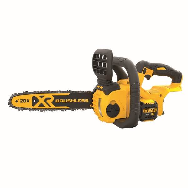Chain Saw, Compact Cordless, Bare Tool/Kit: Kit, Series: XR®, 0.043 in Bar/Chain, 12 in Bar/Chain Length, 3/8 in Pitch, 4200 RPM Speed, Automatic Bar/Chain Oiler, 20 V, Lithium-Ion Battery, 5 Ah Battery, Trigger Switch Control, Black/Yellow