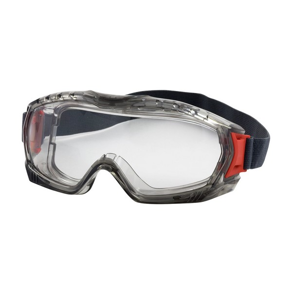 Protective Goggles, Indirect Ventilated Single Standard, Series: Stone™ 251-60, Anti-Fog/Anti-Scratch Lens Coating, Clear Lens, Clear Gray Frame, PVC Frame, Polycarbonate Lens, Elastic Strap, Specifications Met: ANSI Z87.1, CAN/CSA Z94.3, 99.9 % UV P