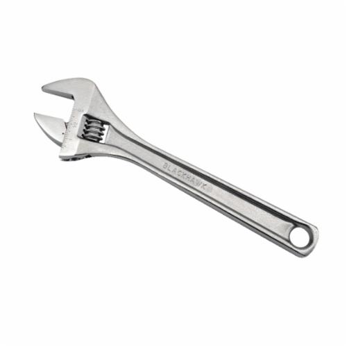 Adjustable Wrench, 1-61/64 in Wrench Opening, 6 in Overall Length, 7/16 in Jaw Thickness, I-Beam Handle, Alloy Steel Body, ASME B107.8 Specifications Met, Alloy Steel, Satin Nickel