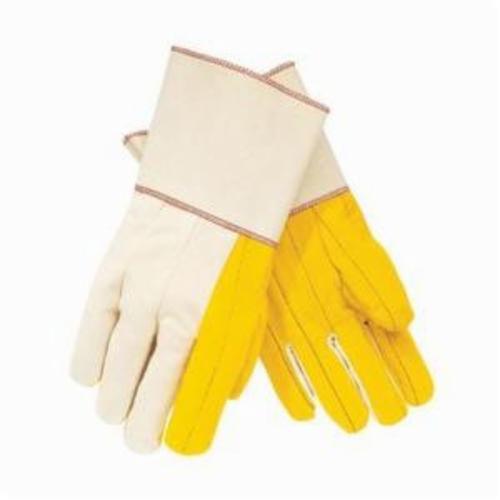 General Purpose Gloves, Regular Weight, Chore/Multi-Purpose/Work Glove, L, Fleece Quilted Palm, Cotton Canvas, Yellow, Clute Cut/Standard Finger/Straight Thumb, Rayon, Gauntlet Cuff, Uncoated, 12-1/2 in Length