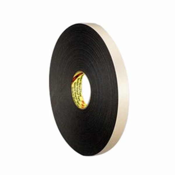 Double Coated Tape, 36 yd Length, 2 Inch Width, 62 mil Thickness, Black, Acrylic Adhesive, Polyethylene Foam Backing, 180 °F Maximum Operating, 158 °F Minimum Operating