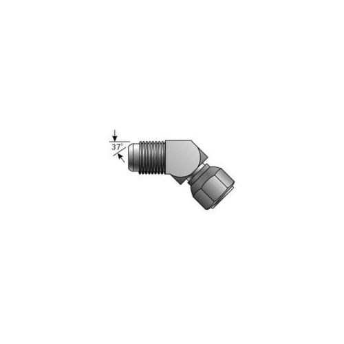 Hydraulic Elbow Adapter, SAE to SAE, Series: G60, 9/16-18 Nominal, 37° Male JIC Flare x 37° Female JIC Flare Swivel, 45°, Steel, Import