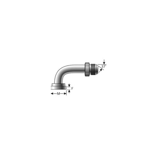 Hydraulic Elbow Adapter, High Pressure SAE to SAE, Series: G60, 1-5/16-12 Nominal, Code 61 O-Ring Flange x 37° Male JIC Flare, 90°, 2400 psi, Steel, Import