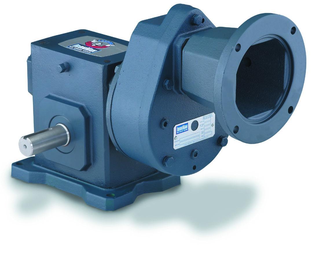 Helical Worm Gear Reducer, 300:1 Gear Ratio, 1.618 HP Input, 1.043 HP Output, C-Face Coupling Input, Shaft Output, 5.8 RPM Output Maximum Speed, 1750 RPM Input Maximum Speed, 11335 in-lb, 4-1/4 Inch Centre Distance, 0.25 x 2 Inch Input, 0.5 x 3.06 Inch Output Keyway, Oil Lubrication, Base Mount, Cast Iron