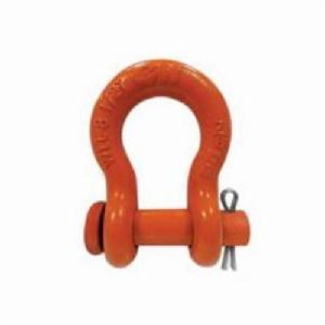 Anchor Shackle, Super Strong, 1.5 ton Load, 3/8 in Size, 0.438 in Pin Diameter, Round Pin, 1.437 in Inner Length, 0.937 in Inner Width, 0.656 in Opening, 1-1/8 in Eye Outer, Carbon Steel Body, Alloy Steel Pin, Orange Powder Coated