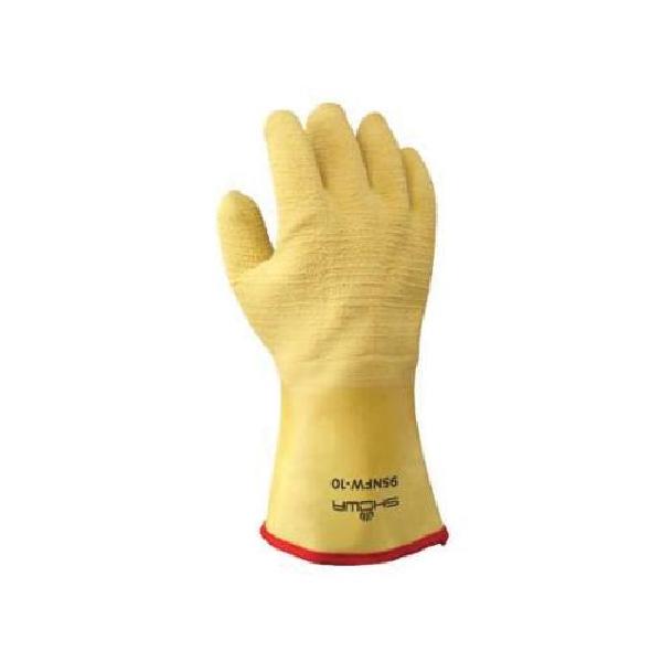 Chemical-Resistant Gloves, Insulated, Series: 95NFW, L/SZ 10 Size, Yellow, Rough, Rough Grip Style, Cotton/Foam Insulated Lining, Gauntlet Cuff, Natural Rubber Coating, 12 in Length, Resists: Abrasion, Cut and Puncture