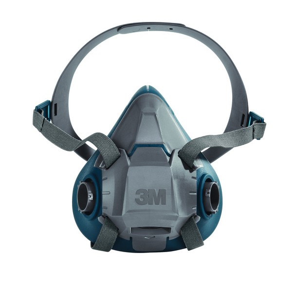 Half Facepiece Respirator, Probed Reusable, S Size, Adjustable Headstrap, 4-Point Suspension, Bayonet Connection, Resists: Gases and Vapors, Polyester/Silicone/Spandex®, Gray/Teal