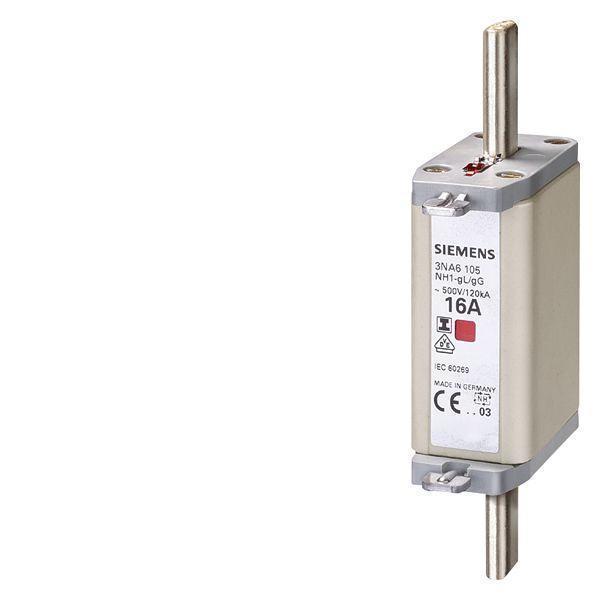 Fuse Link, Low Voltage, Series: 3NA, 100 A, 500 V AC/440 V DC, 120 kA Interrupt, Class: gG, 120 kA Short Circuit Current Rating, Blade Terminal, Surface Mount, Silver Plated Element, Ceramic, NH1 Body Size