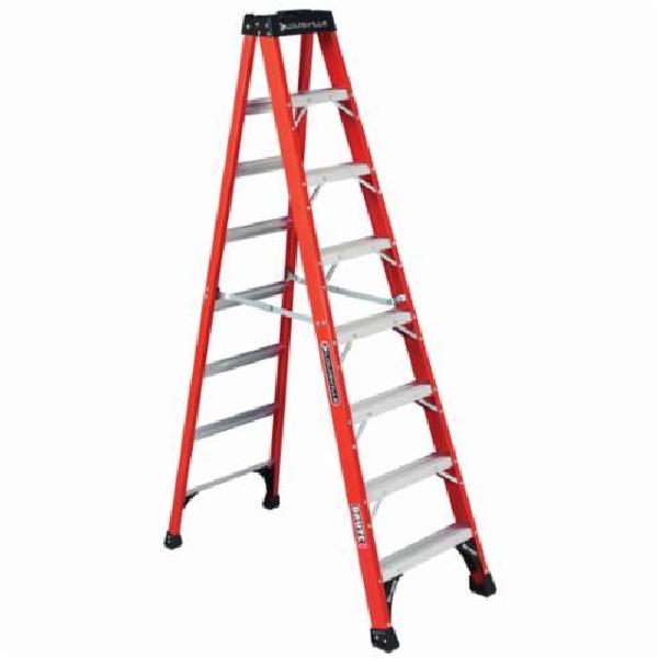 Step Ladder, Ribbed Type IAA, Series: FM1400HD, 8 ft Ladder Height, 375 lb, ANSI Code: A14.5, Fiberglass, 7 Steps, 52-3/4 in Base Spread, 25-9/16 in Bottom Width