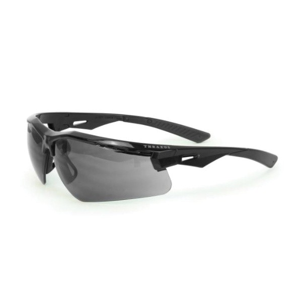 Safety Eyewear, Series: TXC1, Regular Size, Hard Coated Lens Coating, Smoke Lens, Black Frame, 99.9 % UV Protection, Paddle Shaped Temple, Specifications Met: ANSI Z87.1