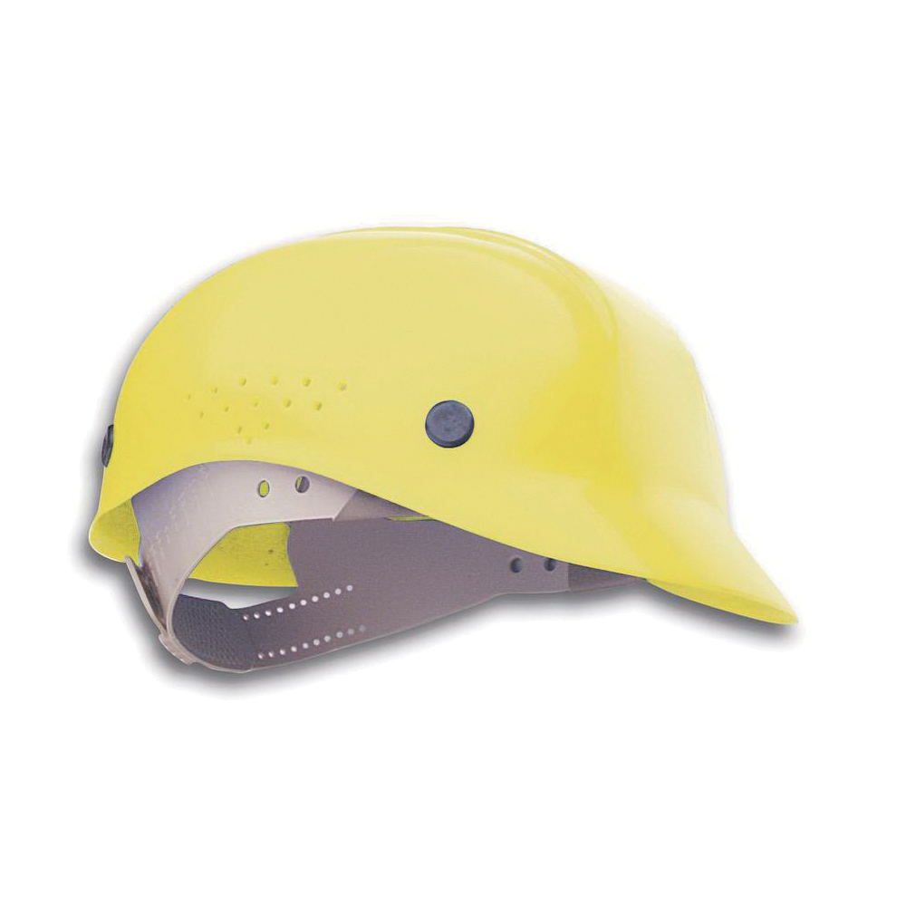 Bump Cap, Front Brim, Series: BC86, Universal Size, Fits Hat Size: 6-1/2 to 8 in, Yellow, HDPE, 4-Point Pinlock Suspension