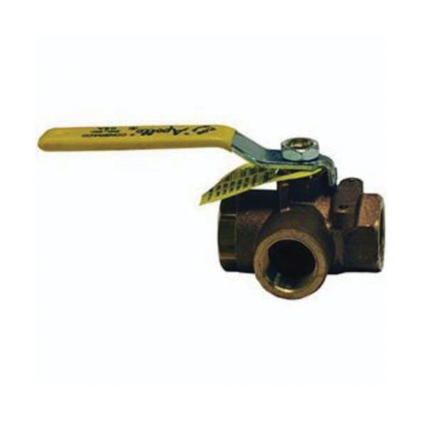 Ball Valve, 3-Way Diverting, Series: SSBV, 1 Inch Nominal, FNPT, 800 psi WOG, Standard Port, Media: Gas, Oil and Water, Stainless Steel Ball, Stainless Steel Body, RPTFE Seat/Stuffing Box Ring