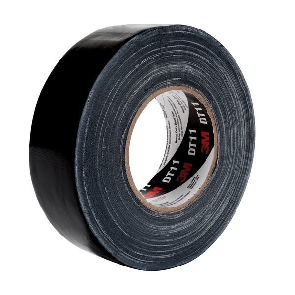 Duct Tape, Heavy Duty Moisture Proof, Series: DT11, 60 yd Length, 1.88 Inch Width, 11 mil Thickness, Black, Natural Rubber Adhesive, Polyethylene Backing, 88 in-oz Adhesion Strength, 613 N/100 mm Tensile Strength