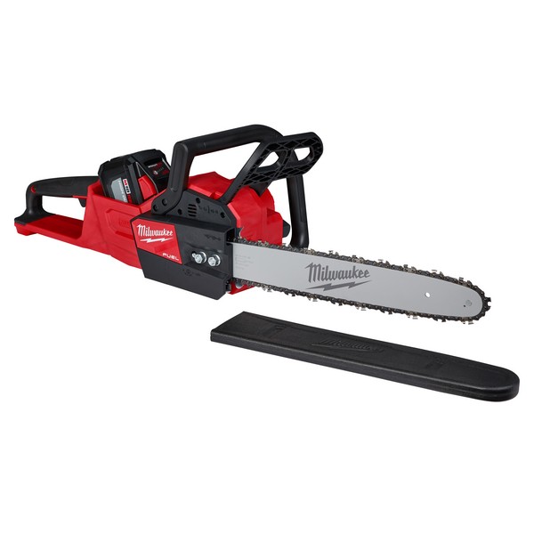 Cordless Chain Saw Kit, 0.043 in Bar/Chain, 16 in Bar/Chain Length, 3/8 in Pitch, 6600 RPM Speed, Automatic Bar/Chain Oiler, 18 V, Lithium-Ion Battery, 15 Ah Battery, Variable Speed/Trigger Control, Rubber Handle, Black/Red, 33 in L Dimensions