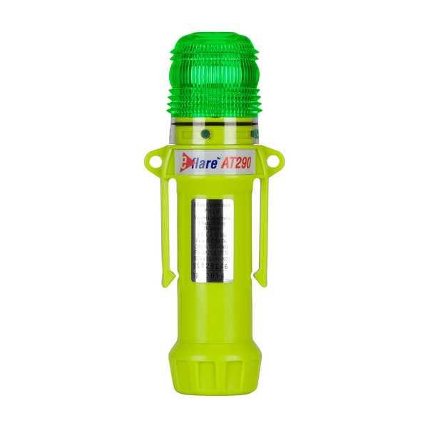 Safety and Emergency Beacon, Flashing/Steady-On, Series: 939-AT290, LED Lamp, Green, 165 to 185 fpm Flash, <gt/>20 hr Average Life, Specifications Met: ANSI Class 1, NFPA Division 2/Zone 2, PROP65: <lt/>warning message<gt/>, ABS Plastic Housing Mater