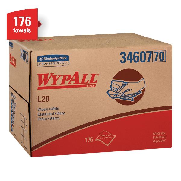 Cleaning Wiper, Single Use, Series: L20, 16.8 x 12.5 in Size, 176 Sheets Capacity, White, Paper, 4 Ply
