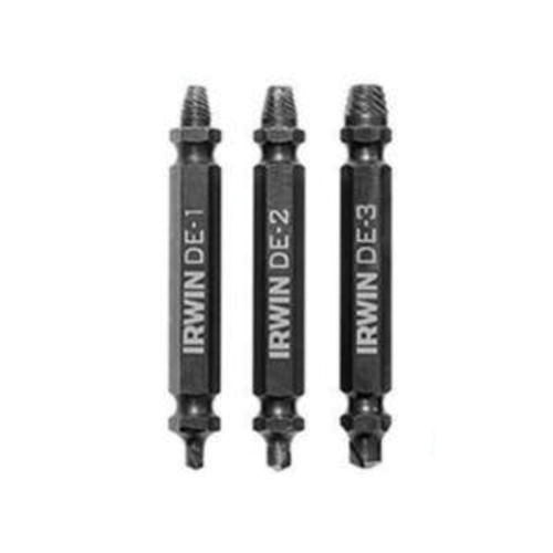 Impact Screw Extractor Set, Double-Ended, 3 Piece, 1/4 in Shank, M2 HSS