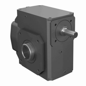 Helical Hypoid Reducer, Double Reduction High Efficiency Right Angle, 10.77:1 Gear Ratio, 12.89 hp, Shaft Input, Hollow Bore Output, 0.874 in Dia x 2.07 in L Input, 1-1/2 in Dia Output, 162.5 rpm Output Maximum Speed, 1750 rpm Input Maximum Speed, 45