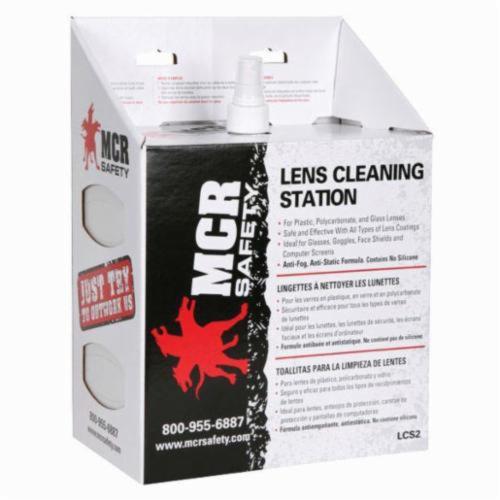 Crews Lens Cleaning Station, Solution Properties: Anti-Fog/Anti-Static, 1200 Tissue, Water/Isopropyl Alcohol/Sodium Bicarbonate, Clear/Pale Pink/Pale Blue