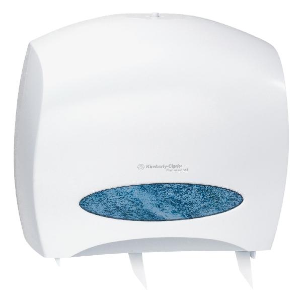 Bathroom Tissue Dispenser, Jumbo, Series: JRT Jr. ESCORT*, 16 in Overall Length, 14 in Overall Width, 5.8 in Overall Height, Wall Mounting, Plastic, White Finish/Color, Domestic