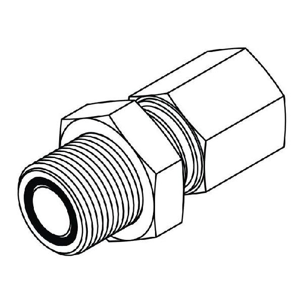 Bulkhead Adapter, Straight, Series: FF2705-LN, 11/16-16 x 1/4-18 Nominal, Male O-Ring Face Seal x FNPT End Style, Steel